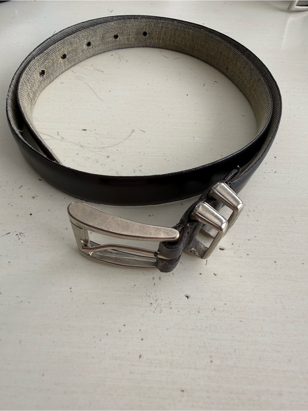 Classic Black Leather Belt with Silver Buckle